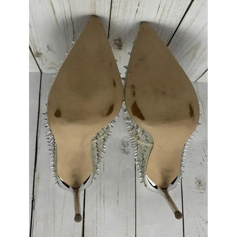 Steve Madden Vala Stud Clear Pumps Silver Spikes Punk Goth Size 7.5 - Picture 8 of 8